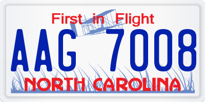 NC license plate AAG7008
