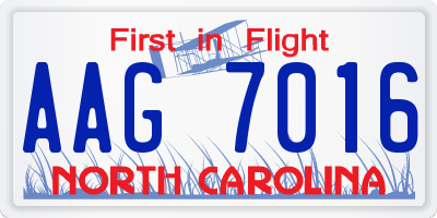NC license plate AAG7016