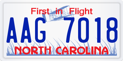 NC license plate AAG7018