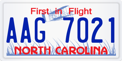 NC license plate AAG7021