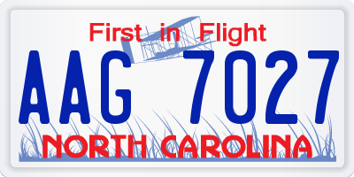 NC license plate AAG7027