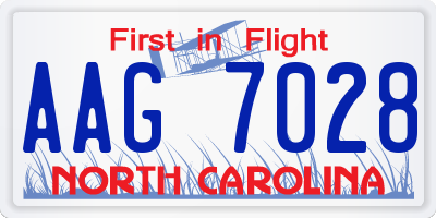 NC license plate AAG7028