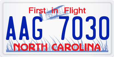 NC license plate AAG7030