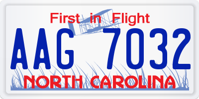 NC license plate AAG7032