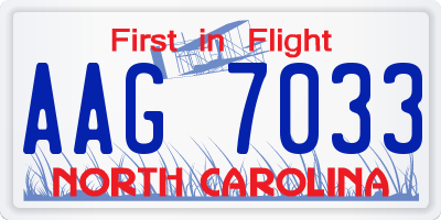 NC license plate AAG7033