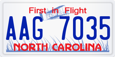 NC license plate AAG7035