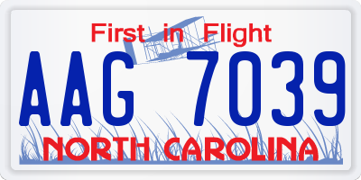 NC license plate AAG7039