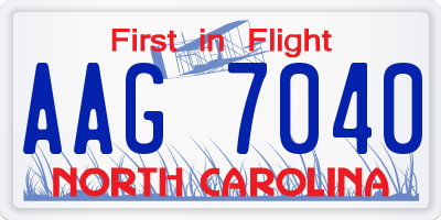 NC license plate AAG7040