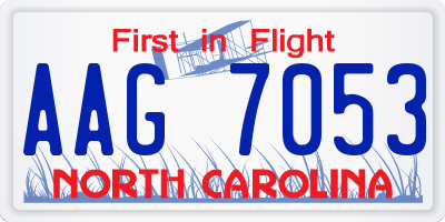 NC license plate AAG7053