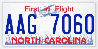 NC license plate AAG7060