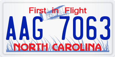 NC license plate AAG7063