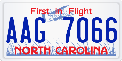 NC license plate AAG7066