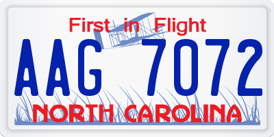 NC license plate AAG7072