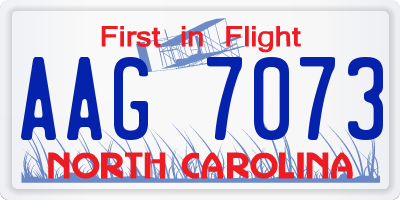 NC license plate AAG7073
