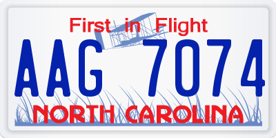 NC license plate AAG7074