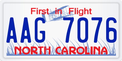 NC license plate AAG7076