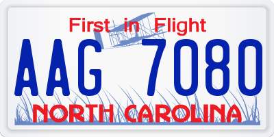 NC license plate AAG7080