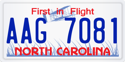 NC license plate AAG7081