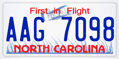 NC license plate AAG7098