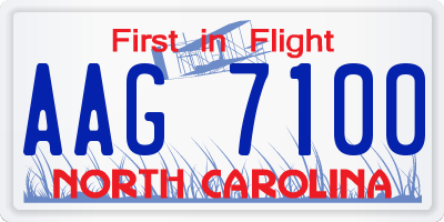 NC license plate AAG7100