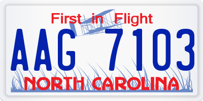 NC license plate AAG7103