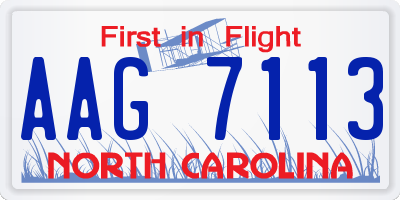 NC license plate AAG7113