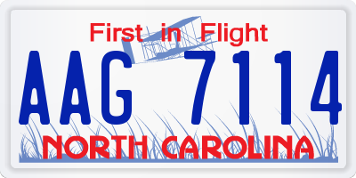 NC license plate AAG7114