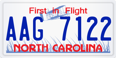 NC license plate AAG7122