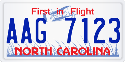 NC license plate AAG7123