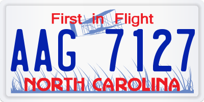 NC license plate AAG7127