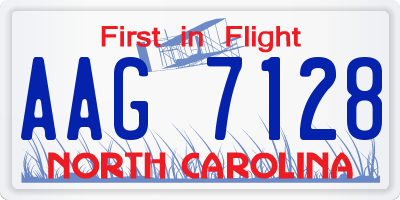 NC license plate AAG7128