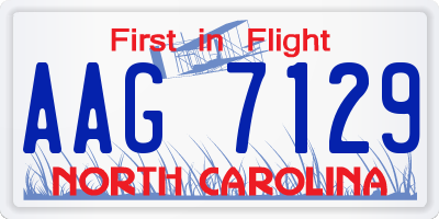 NC license plate AAG7129