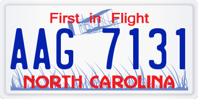 NC license plate AAG7131