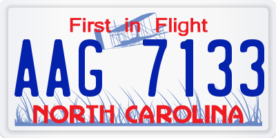 NC license plate AAG7133