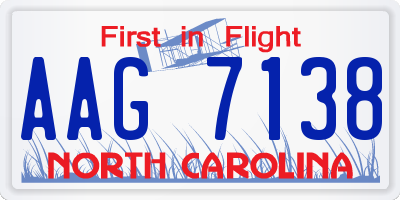 NC license plate AAG7138