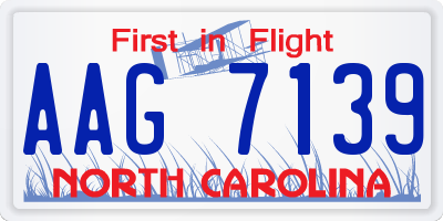 NC license plate AAG7139
