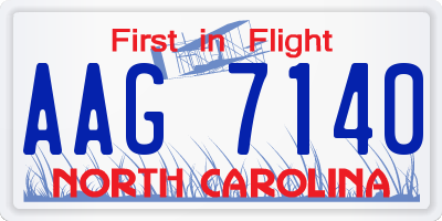 NC license plate AAG7140