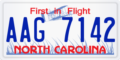 NC license plate AAG7142