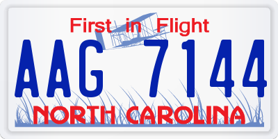 NC license plate AAG7144