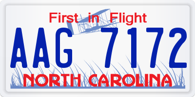 NC license plate AAG7172
