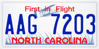 NC license plate AAG7203