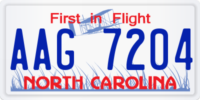 NC license plate AAG7204