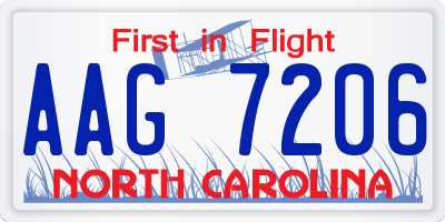 NC license plate AAG7206