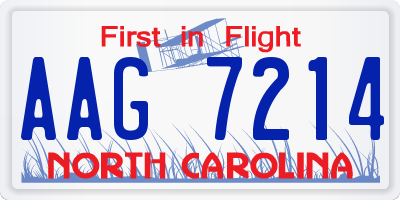 NC license plate AAG7214