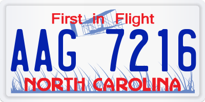 NC license plate AAG7216