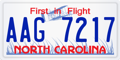 NC license plate AAG7217