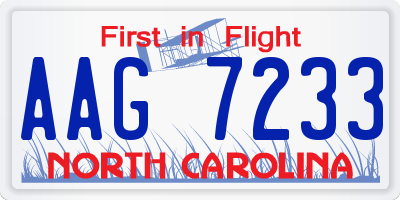 NC license plate AAG7233