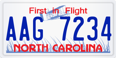 NC license plate AAG7234