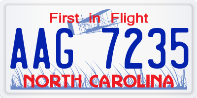 NC license plate AAG7235