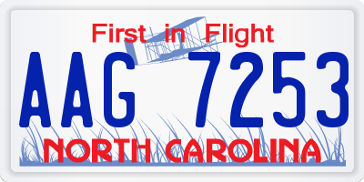 NC license plate AAG7253